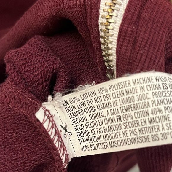 Forever 21 Men Hoodie Sweatshirt -Burgundy/Maroon with Grey Blocks - Picture 6 of 8